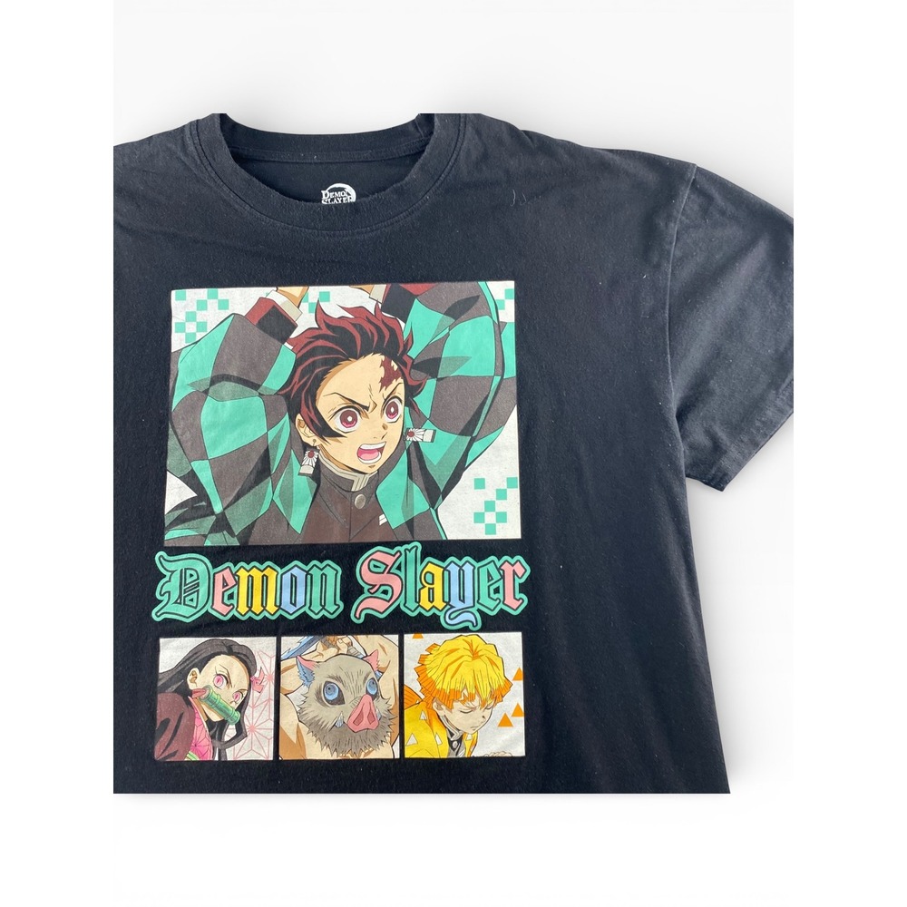 Demon Slayer Tanjiro Nezuko Inosuke Zenitsu Black Graphic T-Shirt XL Aniplex